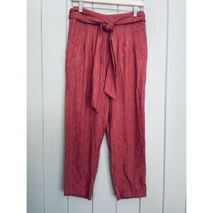 Anthropologie ETT:TWA Rose Jacquard Aubade Tie Waist Pants Tapered Cropped 4